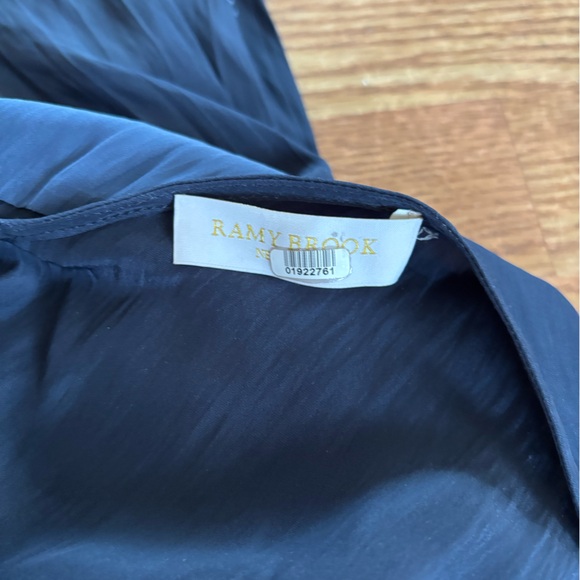 Ramy Brook Gia Navy & Slate Pleated Maxi Dress | Size Small | Asymmetrical Hem - Picture 5 of 6